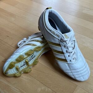 Adipure II White Gold FG Cleats, K-Leather, Wms 6